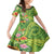 Polynesian Tribal Flower Tattoo Family Matching Long Sleeve Bodycon Dress and Hawaiian Shirt Special Lime Green Vibe