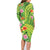 Polynesian Tribal Flower Tattoo Family Matching Long Sleeve Bodycon Dress and Hawaiian Shirt Special Lime Green Vibe