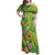 Polynesian Tribal Flower Tattoo Family Matching Off Shoulder Maxi Dress and Hawaiian Shirt Special Lime Green Vibe