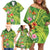 Polynesian Tribal Flower Tattoo Family Matching Off Shoulder Short Dress and Hawaiian Shirt Special Lime Green Vibe