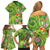 Polynesian Tribal Flower Tattoo Family Matching Off Shoulder Short Dress and Hawaiian Shirt Special Lime Green Vibe