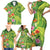 Polynesian Tribal Flower Tattoo Family Matching Short Sleeve Bodycon Dress and Hawaiian Shirt Special Lime Green Vibe