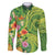 Polynesian Tribal Flower Tattoo Family Matching Short Sleeve Bodycon Dress and Hawaiian Shirt Special Lime Green Vibe