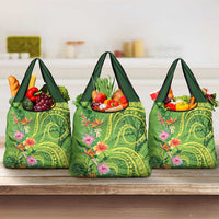 Polynesian Tribal Flower Tattoo Grocery Bag Special Lime Green Vibe LT9 3-pack One Size Lime Green - Polynesian Pride