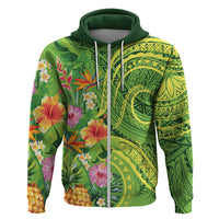 Polynesian Tribal Flower Tattoo Hoodie Special Lime Green Vibe LT9 Zip Hoodie Lime Green - Polynesian Pride