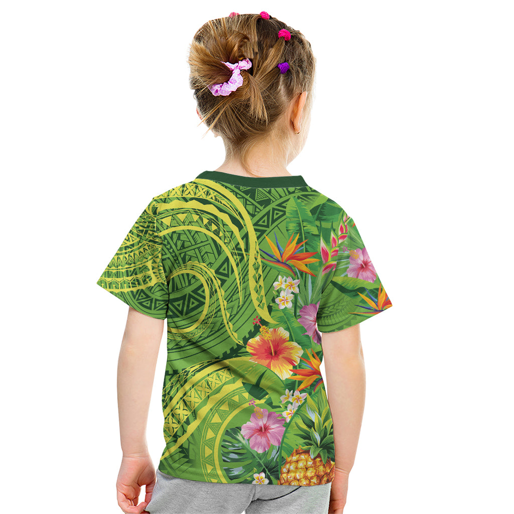 Polynesian Tribal Flower Tattoo Kid T Shirt Special Lime Green Vibe