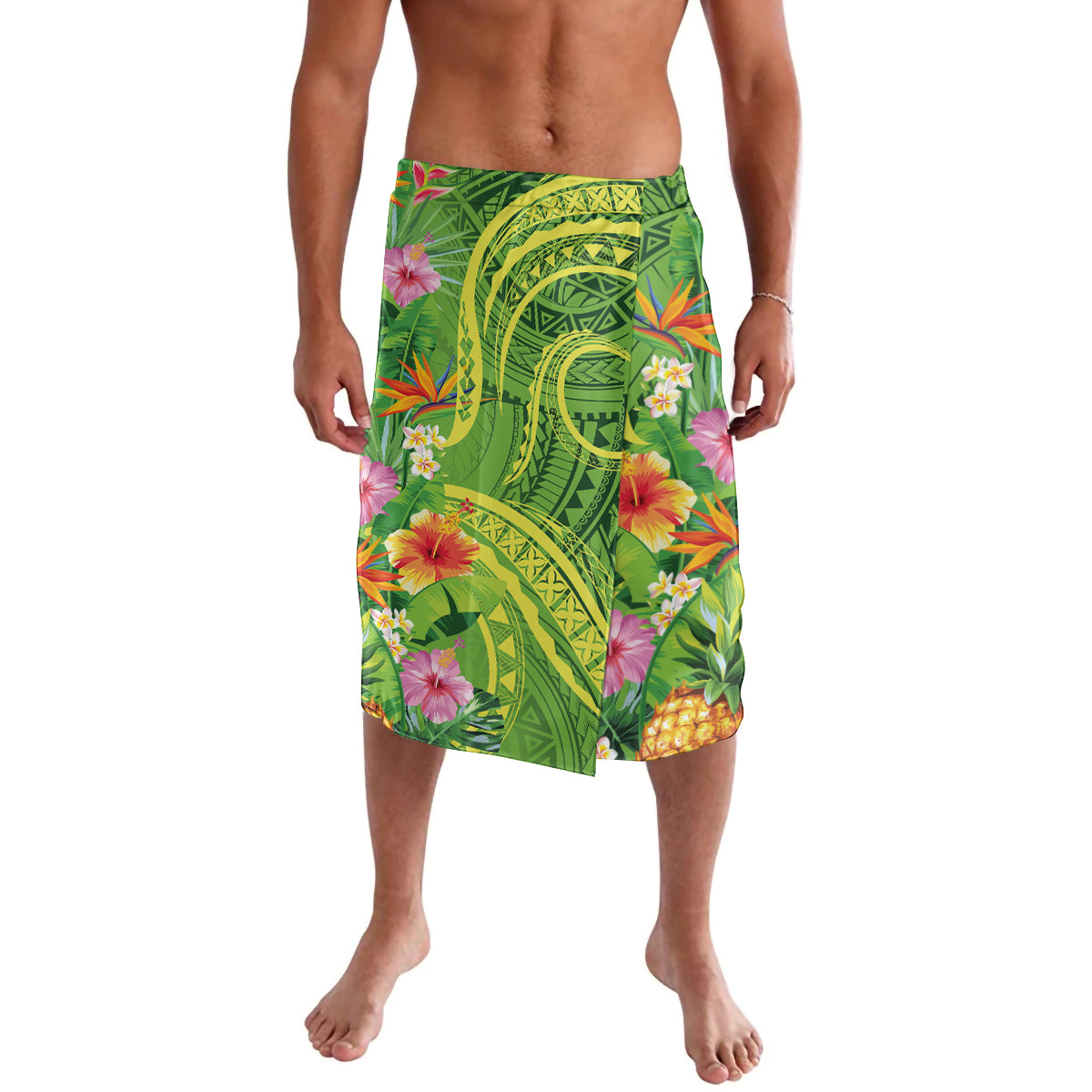 Polynesian Tribal Flower Tattoo Lavalava Special Lime Green Vibe LT9 Lime Green - Polynesian Pride
