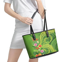 Polynesian Tribal Flower Tattoo Leather Tote Bag Special Lime Green Vibe LT9 - Polynesian Pride