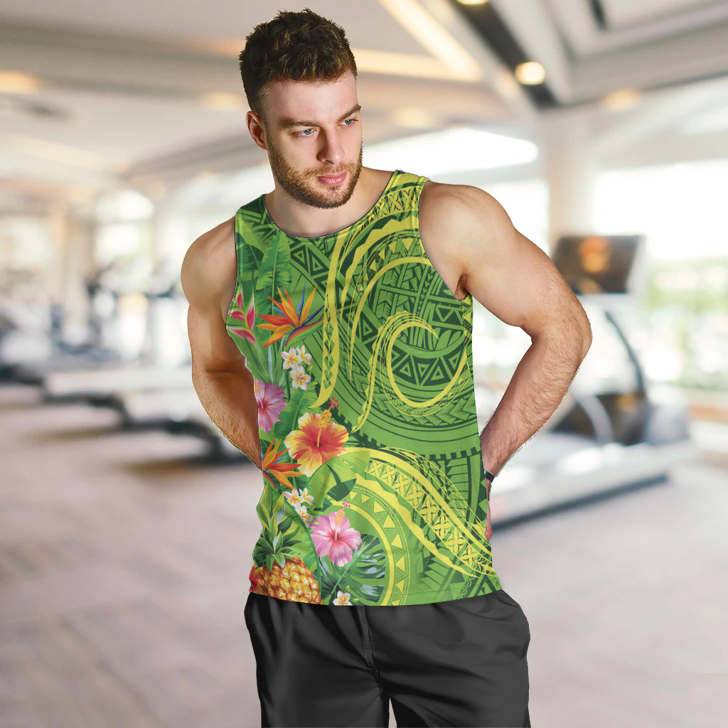 Polynesian Tribal Flower Tattoo Men Tank Top Special Lime Green Vibe