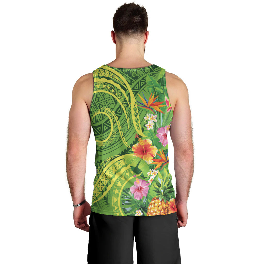 Polynesian Tribal Flower Tattoo Men Tank Top Special Lime Green Vibe LT9 - Polynesian Pride