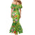 Polynesian Tribal Flower Tattoo Mermaid Dress Special Lime Green Vibe