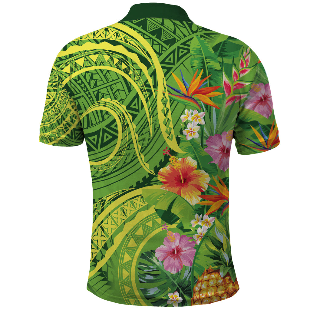 Polynesian Tribal Flower Tattoo Polo Shirt Special Lime Green Vibe