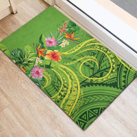 Polynesian Tribal Flower Tattoo Rubber Doormat Special Lime Green Vibe LT9 - Polynesian Pride