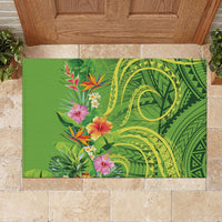 Polynesian Tribal Flower Tattoo Rubber Doormat Special Lime Green Vibe LT9 - Polynesian Pride