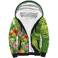 Polynesian Tribal Flower Tattoo Sherpa Hoodie Special Lime Green Vibe LT9 Unisex Lime Green - Polynesian Pride