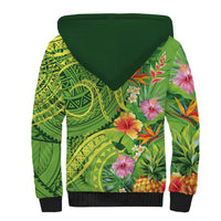 Polynesian Tribal Flower Tattoo Sherpa Hoodie Special Lime Green Vibe LT9 - Polynesian Pride