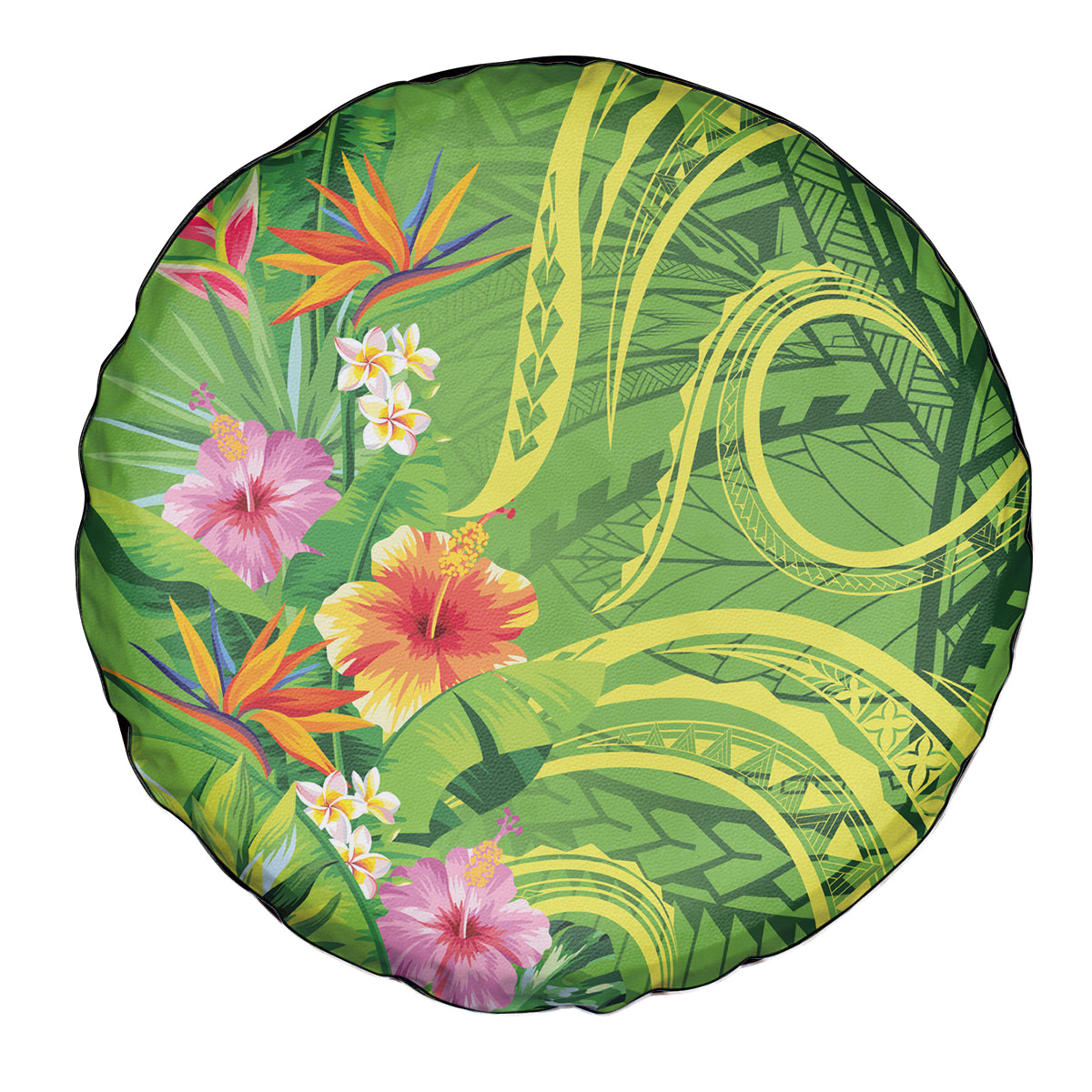 Polynesian Tribal Flower Tattoo Spare Tire Cover Special Lime Green Vibe LT9 - Polynesian Pride