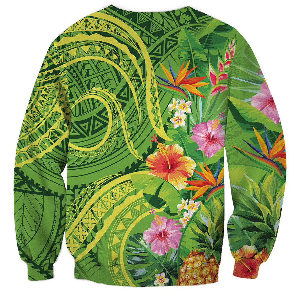 Polynesian Tribal Flower Tattoo Sweatshirt Special Lime Green Vibe LT9 - Polynesian Pride