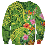 Polynesian Tribal Flower Tattoo Sweatshirt Special Lime Green Vibe LT9 - Polynesian Pride