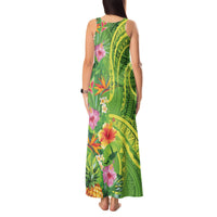 Polynesian Tribal Flower Tattoo Tank Maxi Dress Special Lime Green Vibe LT9 - Polynesian Pride
