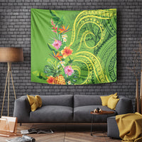 Polynesian Tribal Flower Tattoo Tapestry Special Lime Green Vibe LT9 - Polynesian Pride