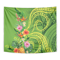 Polynesian Tribal Flower Tattoo Tapestry Special Lime Green Vibe LT9 - Polynesian Pride
