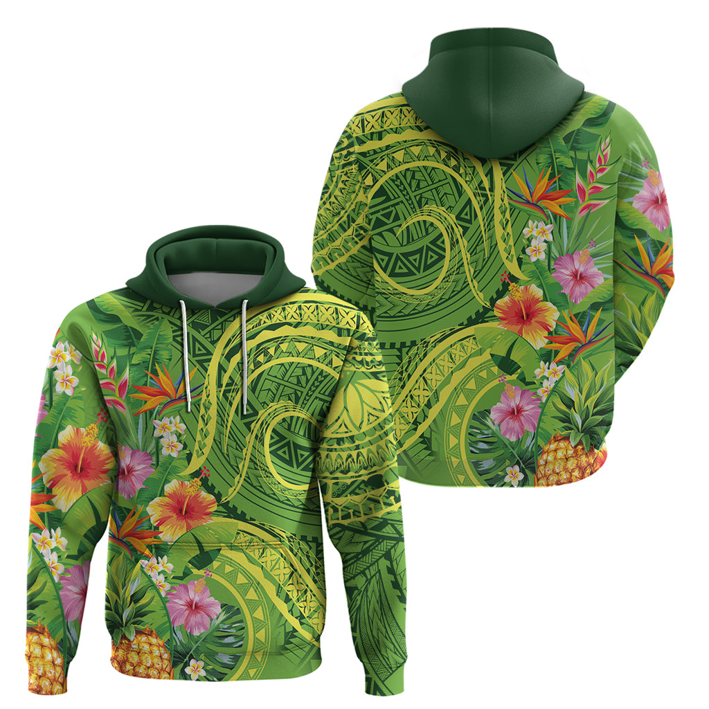 Polynesian Tribal Flower Tattoo Zip Hoodie Special Lime Green Vibe