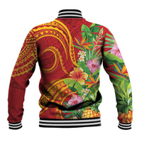 Polynesian Tribal Flower Tattoo Baseball Jacket Special Vermilion Vibe