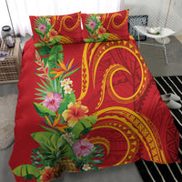 Polynesian Tribal Flower Tattoo Bedding Set Special Vermilion Vibe LT9 - Polynesian Pride