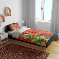 Polynesian Tribal Flower Tattoo Bedding Set Special Vermilion Vibe LT9 - Polynesian Pride
