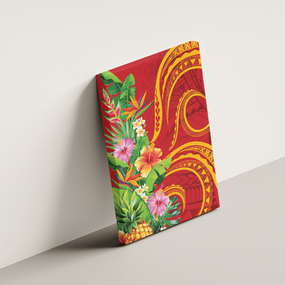 Polynesian Tribal Flower Tattoo Canvas Wall Art Special Vermilion Vibe LT9 - Polynesian Pride