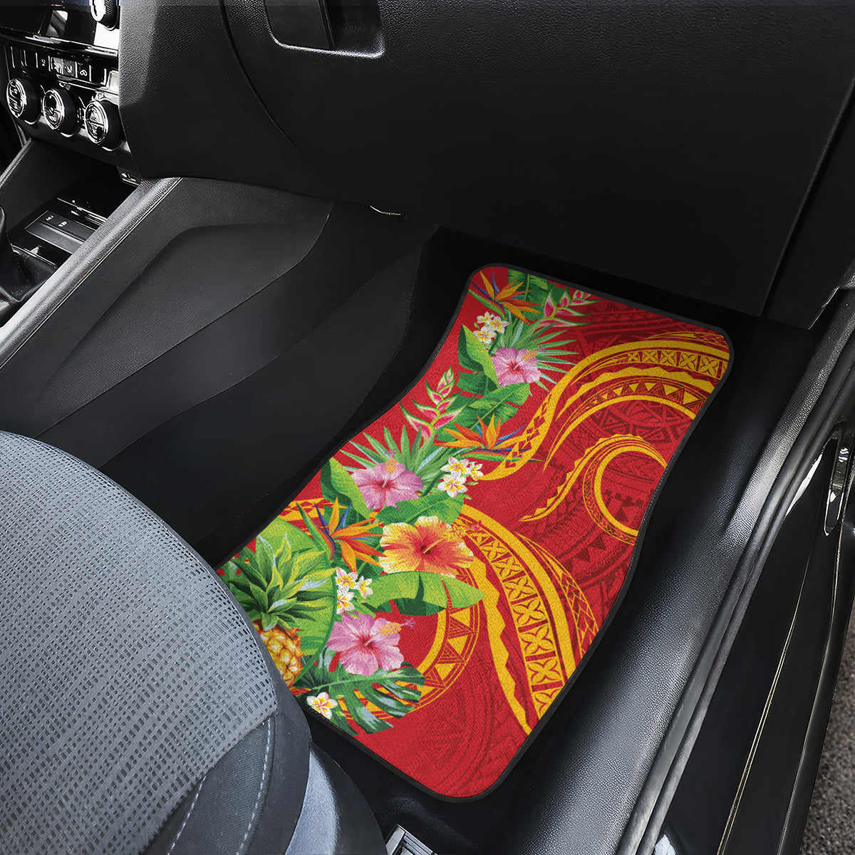Polynesian Tribal Flower Tattoo Car Mats Special Vermilion Vibe LT9 - Polynesian Pride