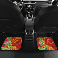 Polynesian Tribal Flower Tattoo Car Mats Special Vermilion Vibe LT9 Set 2pcs - Back Brownish-red - Polynesian Pride