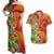 Polynesian Tribal Flower Tattoo Couples Matching Off Shoulder Maxi Dress and Hawaiian Shirt Special Vermilion Vibe