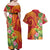 Polynesian Tribal Flower Tattoo Couples Matching Off Shoulder Maxi Dress and Hawaiian Shirt Special Vermilion Vibe