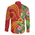 Polynesian Tribal Flower Tattoo Family Matching Long Sleeve Bodycon Dress and Hawaiian Shirt Special Vermilion Vibe