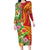 Polynesian Tribal Flower Tattoo Family Matching Long Sleeve Bodycon Dress and Hawaiian Shirt Special Vermilion Vibe