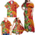 Polynesian Tribal Flower Tattoo Family Matching Off Shoulder Maxi Dress and Hawaiian Shirt Special Vermilion Vibe