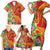 Polynesian Tribal Flower Tattoo Family Matching Short Sleeve Bodycon Dress and Hawaiian Shirt Special Vermilion Vibe