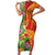 Polynesian Tribal Flower Tattoo Family Matching Short Sleeve Bodycon Dress and Hawaiian Shirt Special Vermilion Vibe