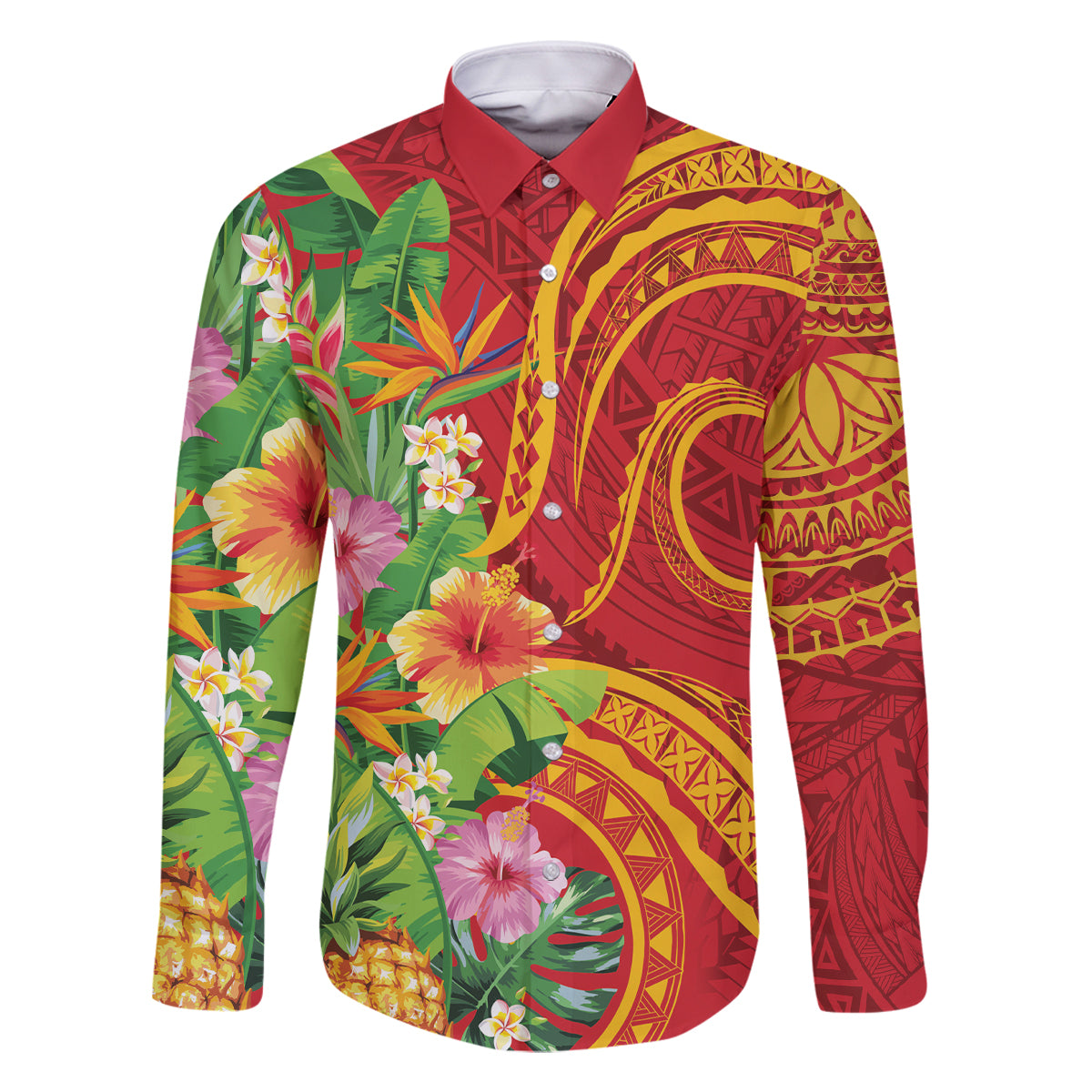 Polynesian Tribal Flower Tattoo Family Matching Tank Maxi Dress and Hawaiian Shirt Special Vermilion Vibe