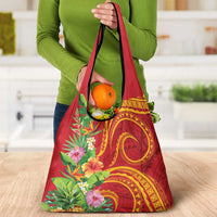 Polynesian Tribal Flower Tattoo Grocery Bag Special Vermilion Vibe LT9 - Polynesian Pride
