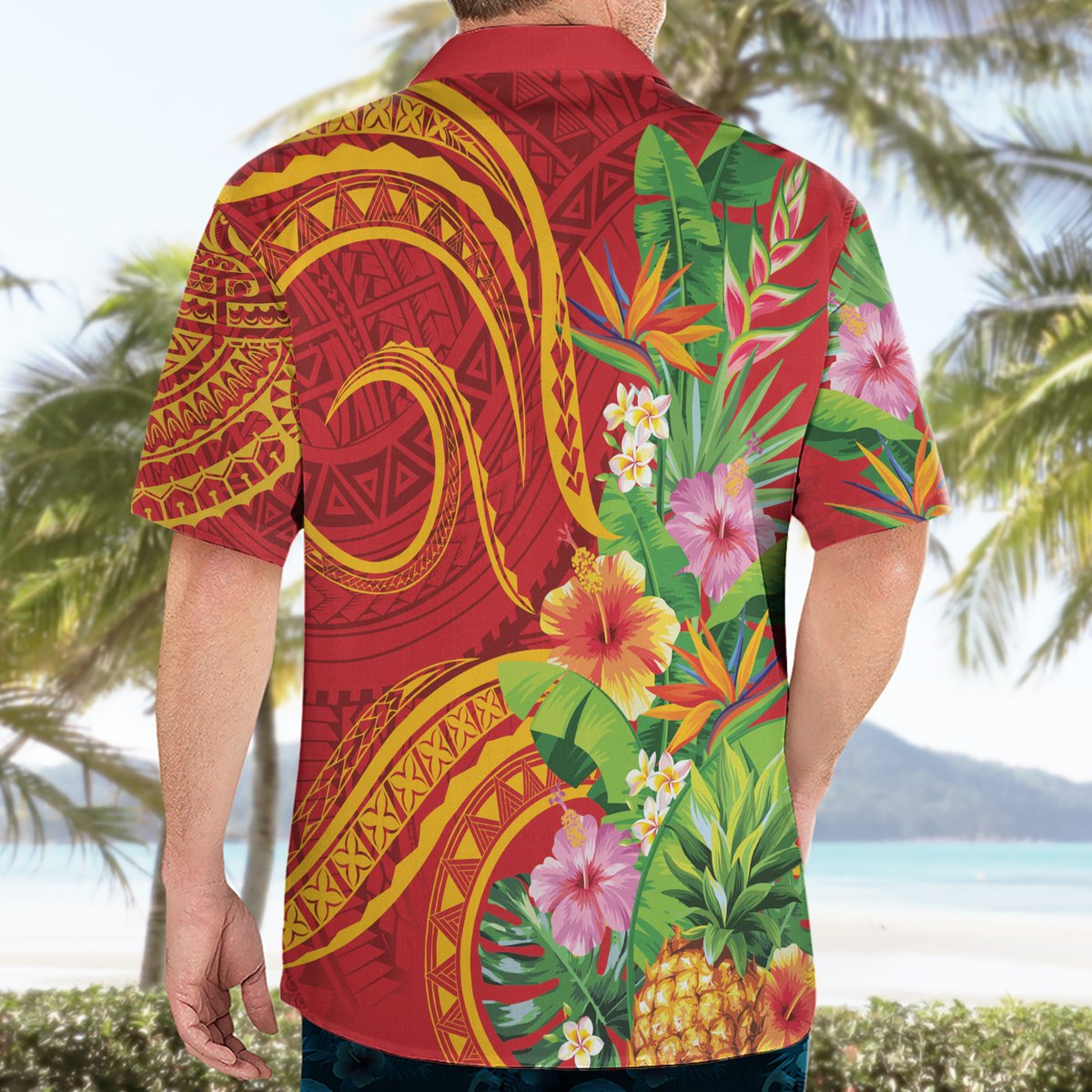 Polynesian Tribal Flower Tattoo Hawaiian Shirt Special Vermilion Vibe LT9 - Polynesian Pride