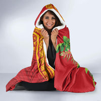 Polynesian Tribal Flower Tattoo Hooded Blanket Special Vermilion Vibe LT9 - Polynesian Pride