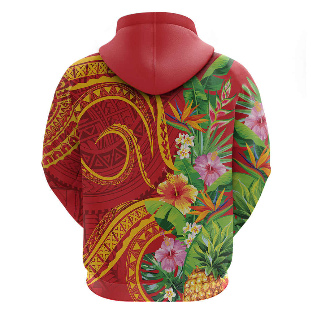Polynesian Tribal Flower Tattoo Hoodie Special Vermilion Vibe LT9 - Polynesian Pride