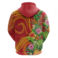 Polynesian Tribal Flower Tattoo Hoodie Special Vermilion Vibe LT9 - Polynesian Pride