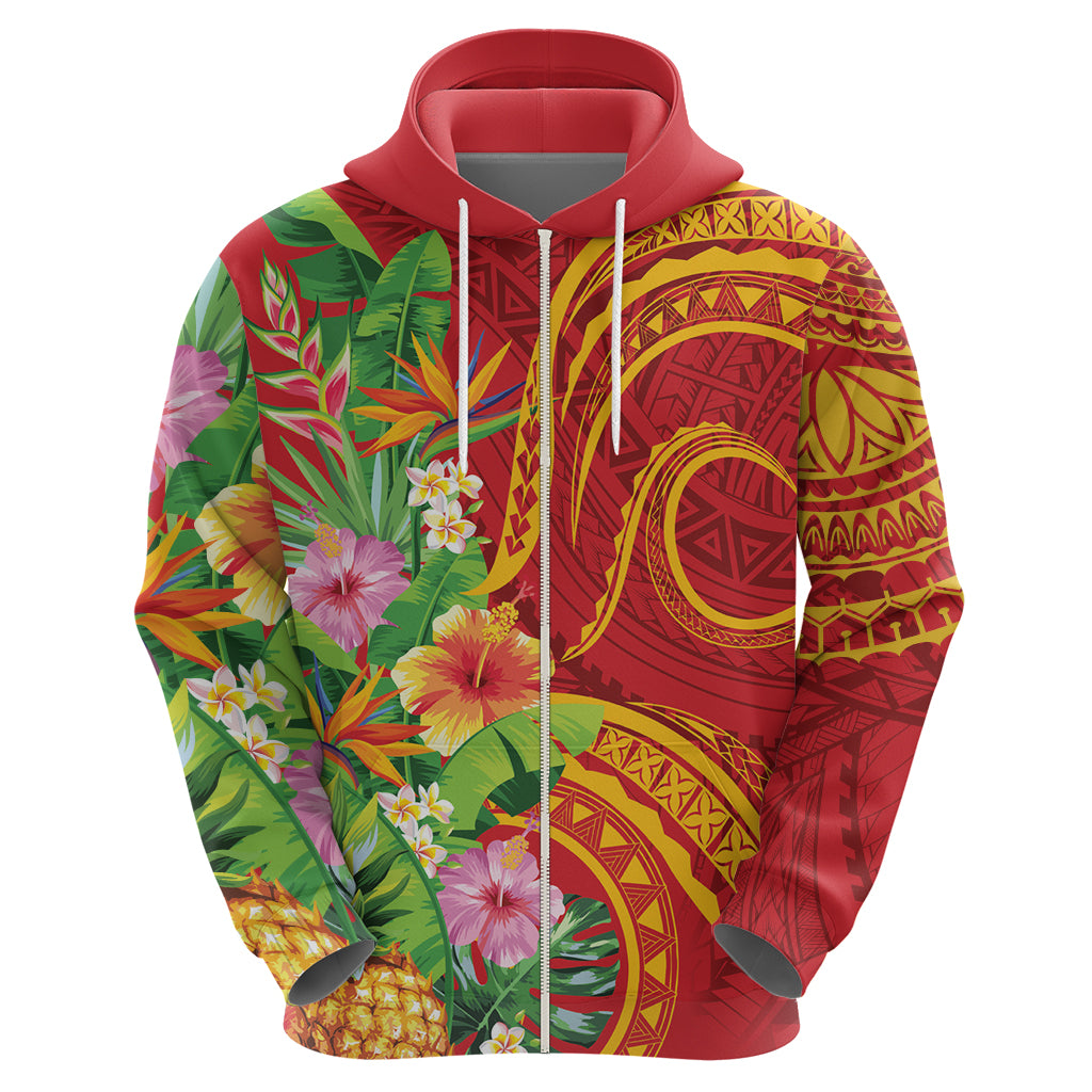 Polynesian Tribal Flower Tattoo Hoodie Special Vermilion Vibe LT9 - Polynesian Pride