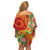 Polynesian Tribal Flower Tattoo Off Shoulder Short Dress Special Vermilion Vibe