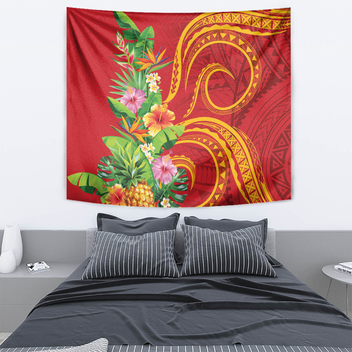 Polynesian Tribal Flower Tattoo Tapestry Special Vermilion Vibe LT9 - Polynesian Pride