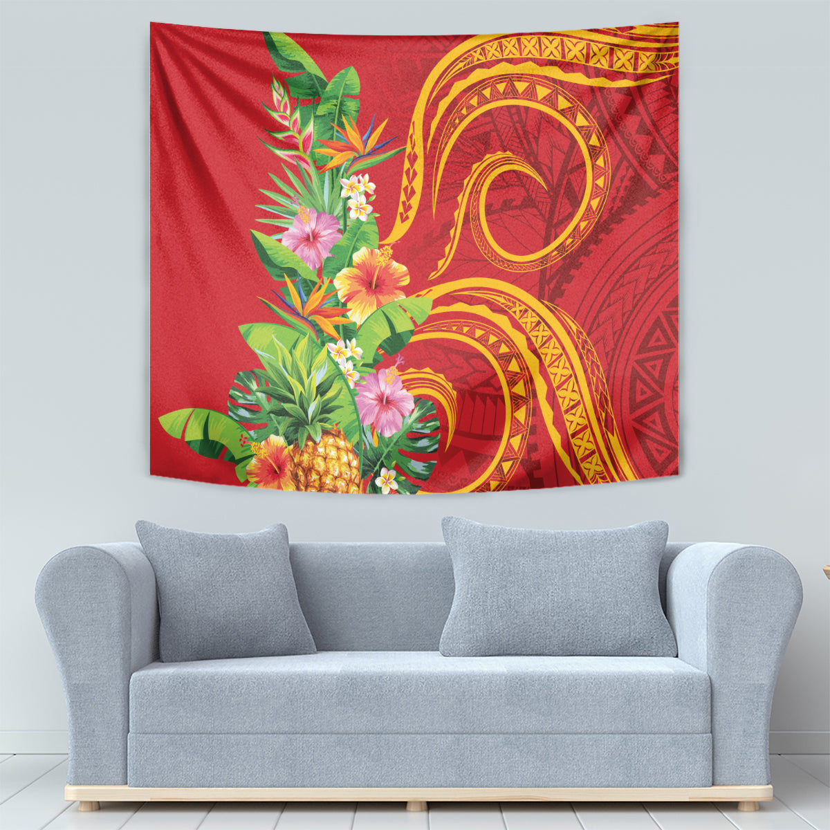 Polynesian Tribal Flower Tattoo Tapestry Special Vermilion Vibe LT9 - Polynesian Pride